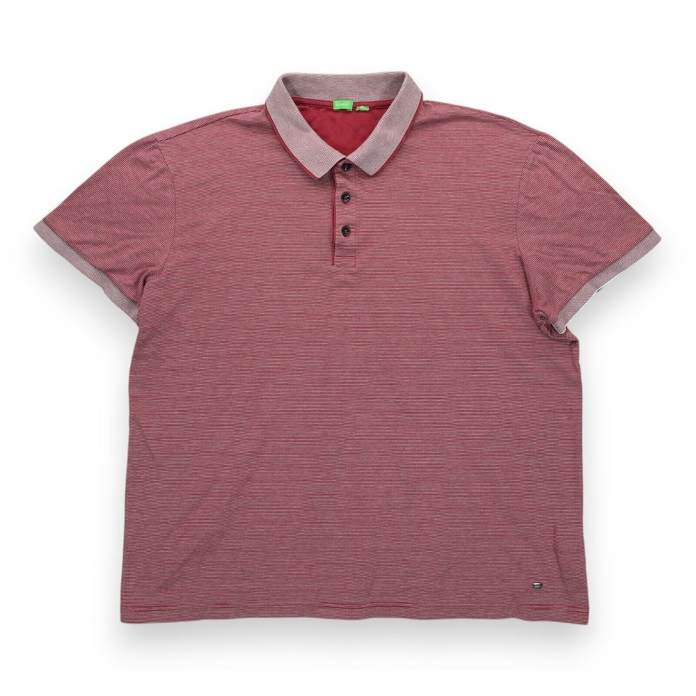 Hugo Boss‎ Men's Modern Fit Polo Shirt Short Sleeves Striped Metallic Logo XXL